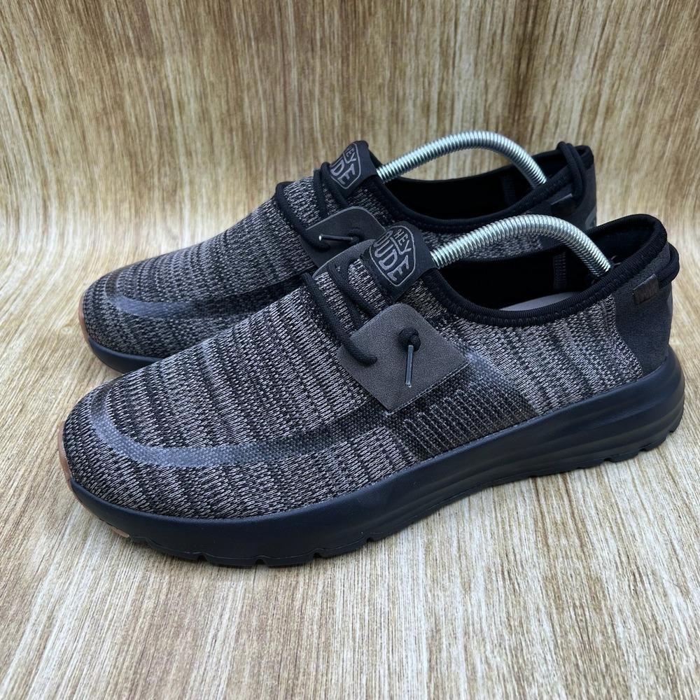 Hey Dude Sirocco Men's Size 11 Black Grey Knit Slip On Sneakers Casual Shoes - Picture 3 of 10